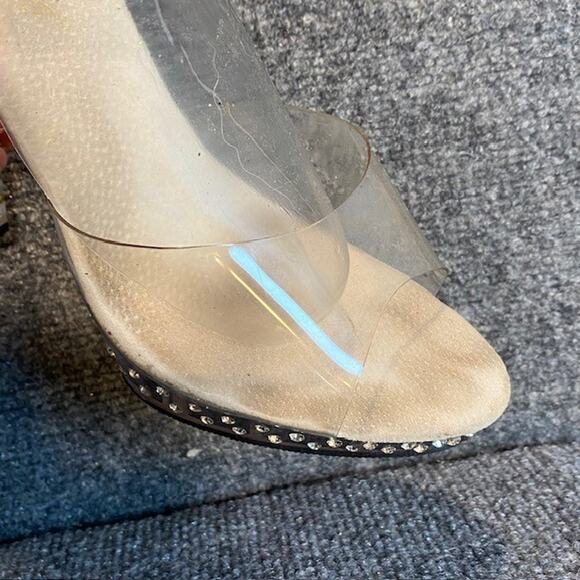 Pleaser Fabulicious Clear Womens 10 Platform Heels Body Building NPC Rhinestone - Picture 5 of 8